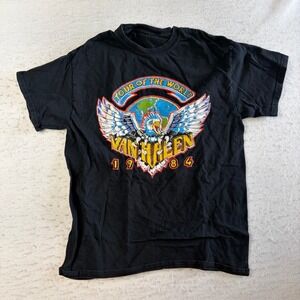 Van Halen Graphic T-Shirt Mens M Black 1984 Tour Of The World Eagle Graphic